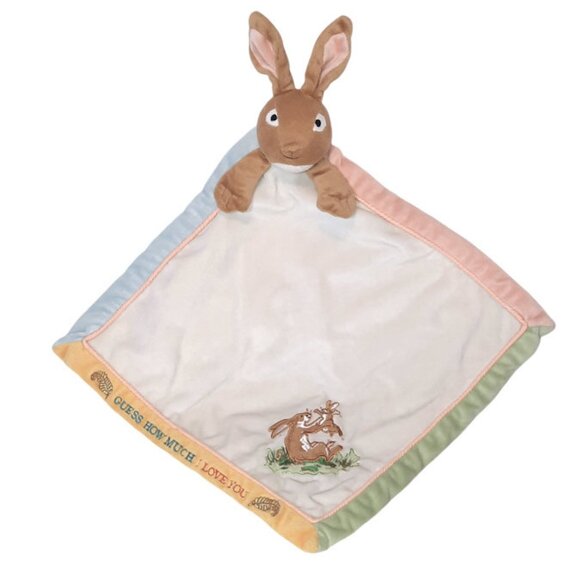 Guess How Much I Love You Mama & Baby Bunny Security Lovey Blanket 15" X 15" - Picture 1 of 5